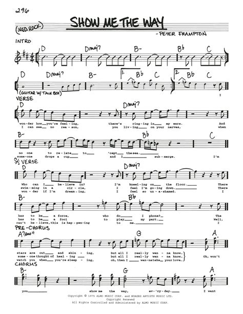 Show Me The Way by Peter Frampton Sheet Music for Real Book – Melody, Lyrics & Chords at Sheet ...