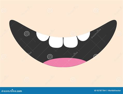 Mouth with Tongue and Healthy Tooth. Smiling Face. Body Part. Cute Cartoon Character Stock ...