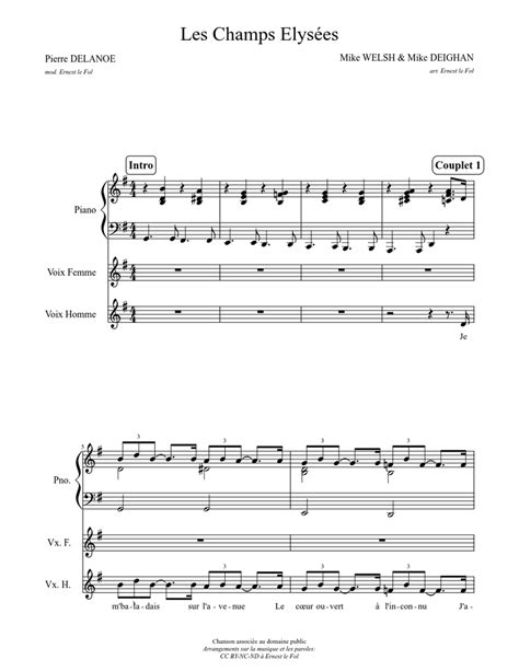 Les Champs Elysées Sheet music for Piano (Solo) | Musescore.com