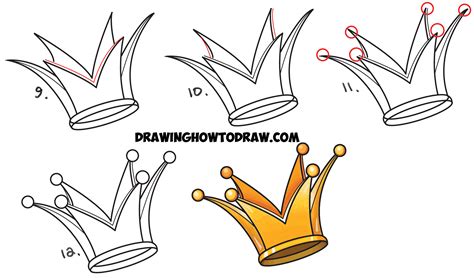 How to Draw a Crown - Drawing Cartoon Crowns - Easy Step by Step ...