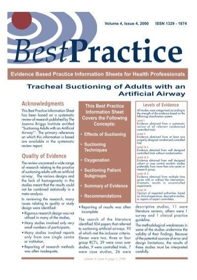 Tracheal Suctioning of Adults with an Artificial Airway ...