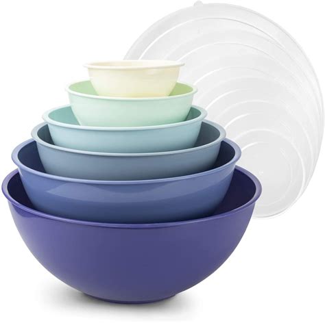 Cook with Color Plastic Mixing Bowls with Lids - 12 Piece Nesting Bowls Set includes 6 Prep ...