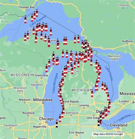 Lake Michigan Lighthouses Map | Shelly Lighting