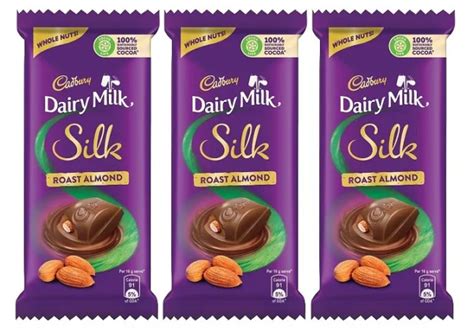 CADBURY DAIRY MILK Silk Roasted Almonds Chocolate Bar, 143g (Pack of 3 ...