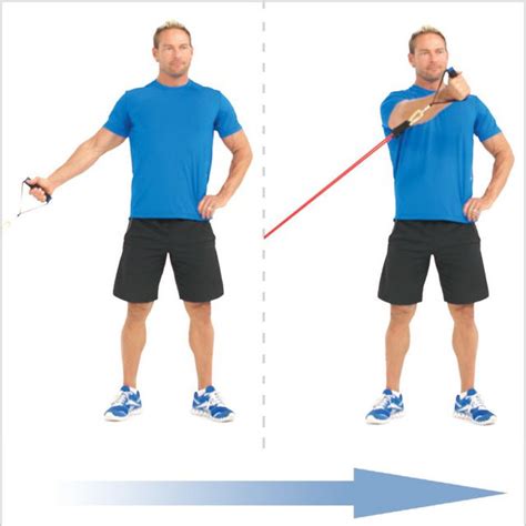 Standing Chest Fly (Low) With Tube Bands - Exercise How-to - Workout Trainer by Skimble