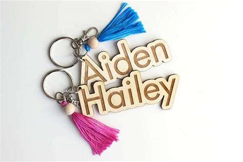 Handmade Personalized Wooden Keychain with Colored Tassel and Swivel ...