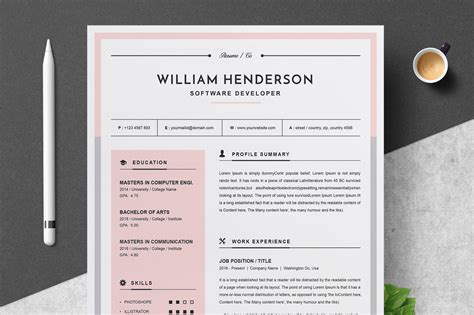 Modern Resume Template (516934) | Resume Templates | Design Bundles