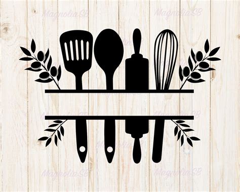 Kitchen Utensils Split Monogram SVG Kitchen Logo Svg Kitchen - Etsy India