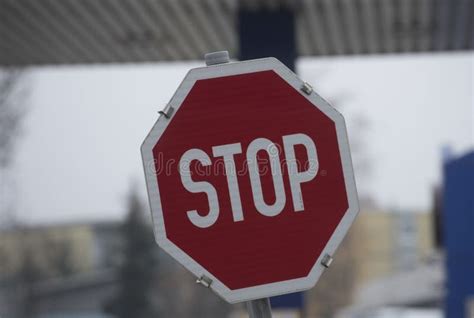 Red stop sign in traffic stock photo. Image of sign - 210276426