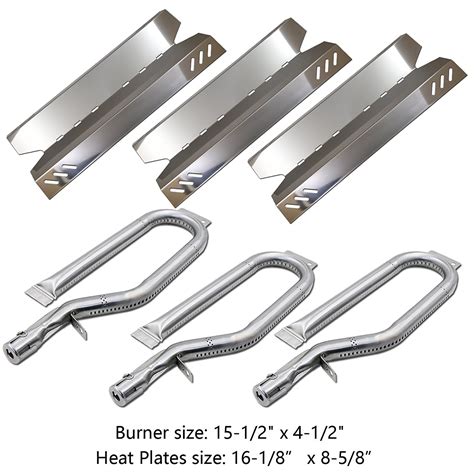 3-Pack Gas Grill Repair Replacement Kit Stainless Steel Burners & Heat ...