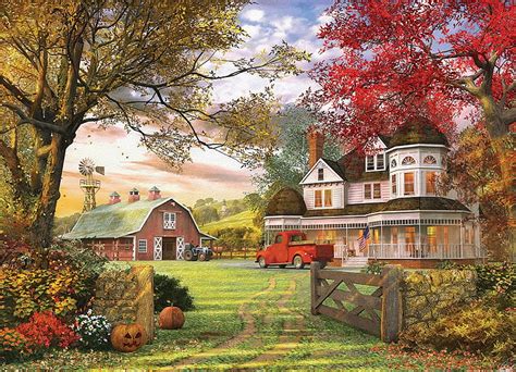 Old Pumpkin Farm, gate, autumn, house, tractor, pick up truck, barn, farm, pumpkin, HD wallpaper ...