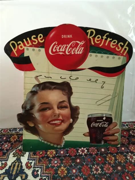 SCARCE 1953 COCA Cola Cardboard Counter Display Cardboard Sign Lady ...