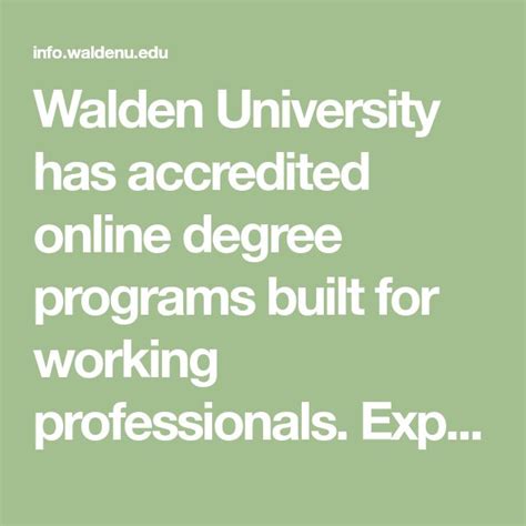 Walden University has accredited online degree programs built for working professionals. Explore ...