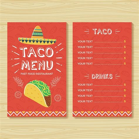 Premium Vector | Taco menu template