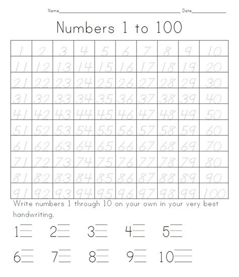 Number Words Worksheet 1-100 Printable - Printable Word Searches