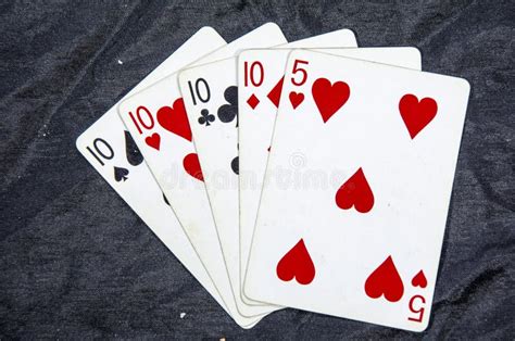 Five Playing Cards Four of a Kind Ten,s and a Five Stock Photo - Image of kind, reno: 124746758