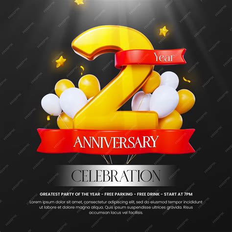 Premium PSD | Anniversary 2 year banner social media post template