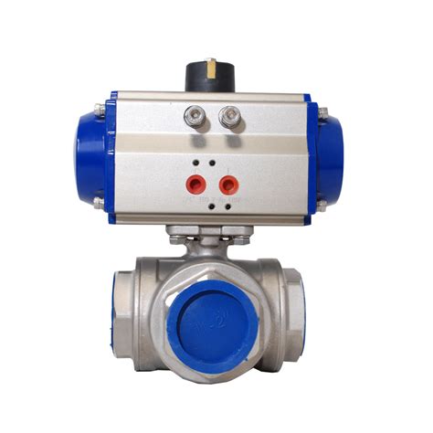 3 WAY L TYPE STAINLESS STEEL BALL VALVE WITH PNEUMATIC ACTUATOR-3 WAY L ...