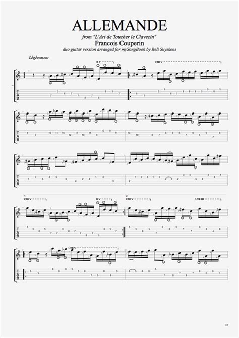 Allemande Tab by François Couperin (Guitar Pro) - Guitar Duet | mySongBook