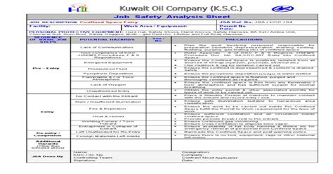 JSA Confined Sapce Entry - [PDF Document]