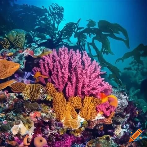 Colorful coral reef with diverse seaweed species on Craiyon