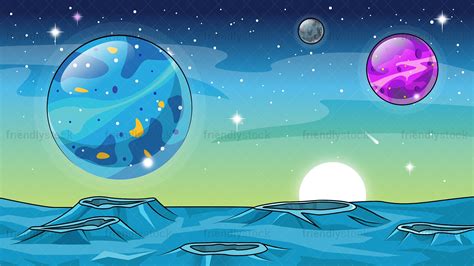 Alien World Background Cartoon Clipart Vector - FriendlyStock