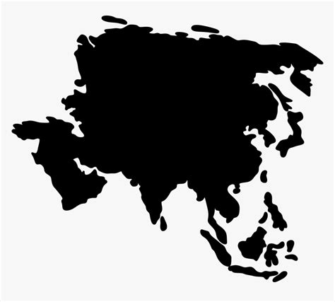 Simple Asia Map Hd - Asia Map Black Png, Transparent Png , Transparent ...