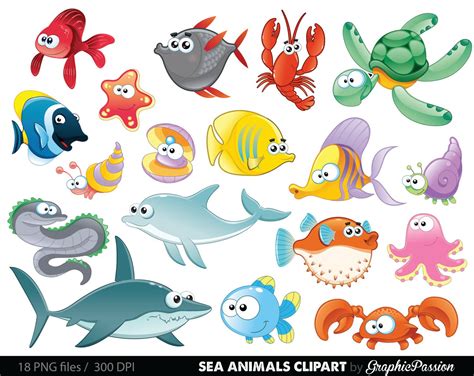 Sea Animals Clipart Cartoon