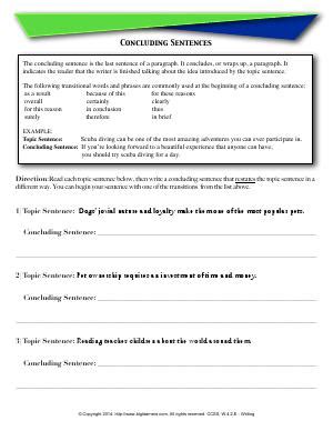 Writing Concluding Statements | Fourth Grade English Worksheets | Biglearners