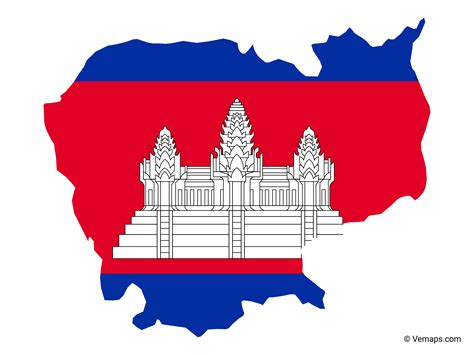 Flag Map of Cambodia | Free Vector Maps