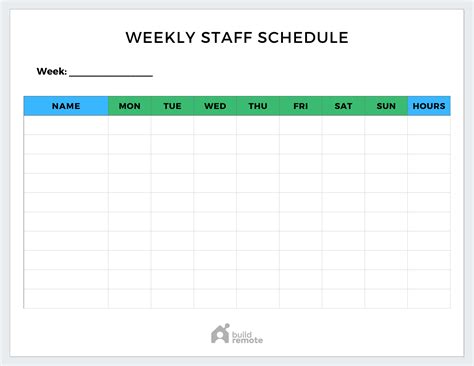 Weekly Staff Schedule Template | Buildremote