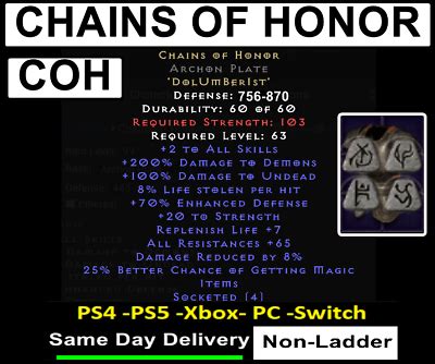 NL SC- COH Ap Chains of honor PC-XBOX-PS4-PS5-SWITCH Diablo 2 Res D2R NON | eBay