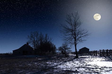 Full Moon and Farm Photograph by Larry Landolfi - Fine Art America