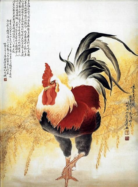 Symbolic Rooster Chinese painting - Art Kaleidoscope