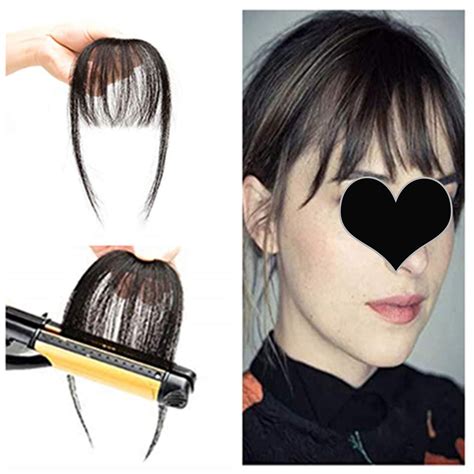 Clip in Bangs 100% Human Hair Extensions Air Bangs, Clip on Fringe Bangs, 3D Straight Hairpieces ...