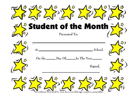 Student Of The Month Certificate Free Printable