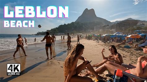 🇧🇷 LEBLON BEACH SUNNY SATURDAY 4K ⁶⁰ | RIO DE JANEIRO, BRAZIL | WALKING ...