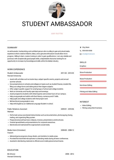 Student Ambassador Resume Samples and Templates | VisualCV