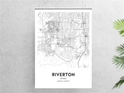 Riverton Map Print Riverton Map Poster Wall Art Ut City Map | Etsy