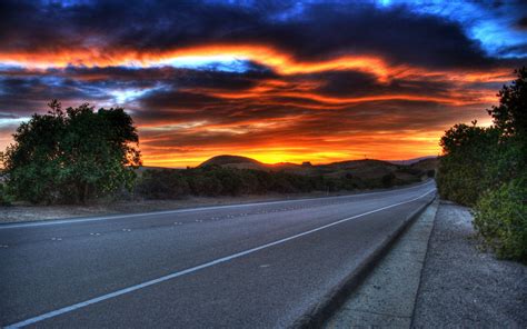 Road wallpaper - 79545 | Beautiful landscapes, Sunset, Sunset pictures