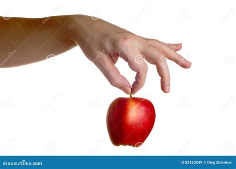 Hand Holding Red Apple from Above Isolated Stock Image - Image of character, people: 52480249