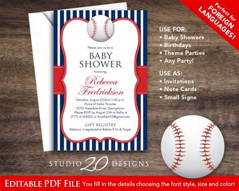 Baseball Baby Shower Invitations Editable Pdf DIY 4x6 | Etsy