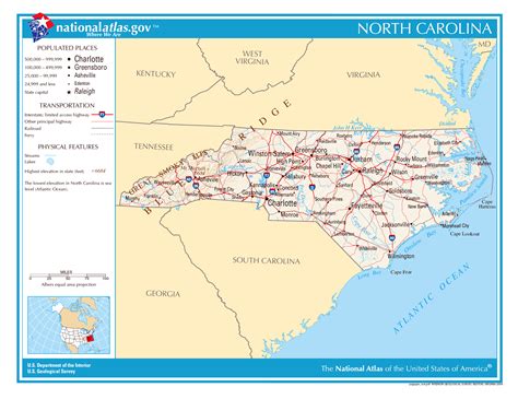 Large detailed map of North Carolina state. North Carolina state large detailed map | Vidiani ...