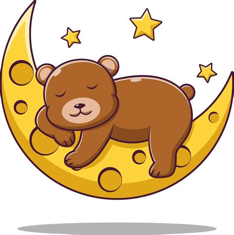 Cute cartoon teddy bear sleeping on the moon,vector cartoon illustration,cartoon clipart 7746100 ...