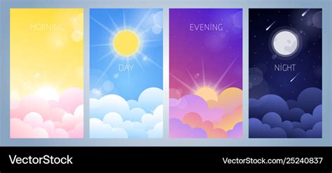 Morning day evening and night sky Royalty Free Vector Image