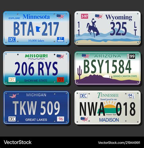 United states license plates vintage collection Vector Image