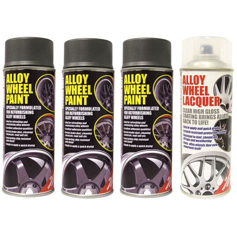 E-Tech Technik Grey and Lacquer Car Alloy Wheel Spray Paint - 4 Cans ...