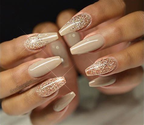 diy glitter nails sliver pink clear gold short white coffin summer black champagne tips neutral ...