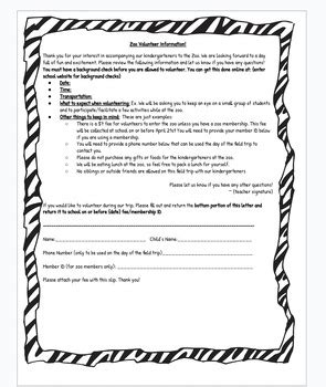 Zoo & Field Trip Permission Slip & Letters Home (editable!)- English and Spanish