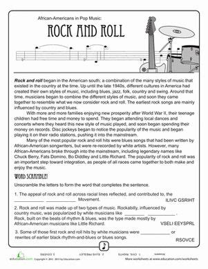 History of Jazz | Worksheet | Education.com in 2020 | Rock music history, Music curriculum ...